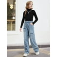 thumbnail image 3 of OYYN Girls Baggy Jeans Wide Leg High Waist Y2K Streetwear Boyfriend Skater Denim Pants School Casual Wear, 3 of 8
