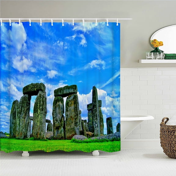 Nature landscape Shower Curtain Printed Waterproof Fabric Scenery Shower Curtains for Bathroom Shower Decoration with 12