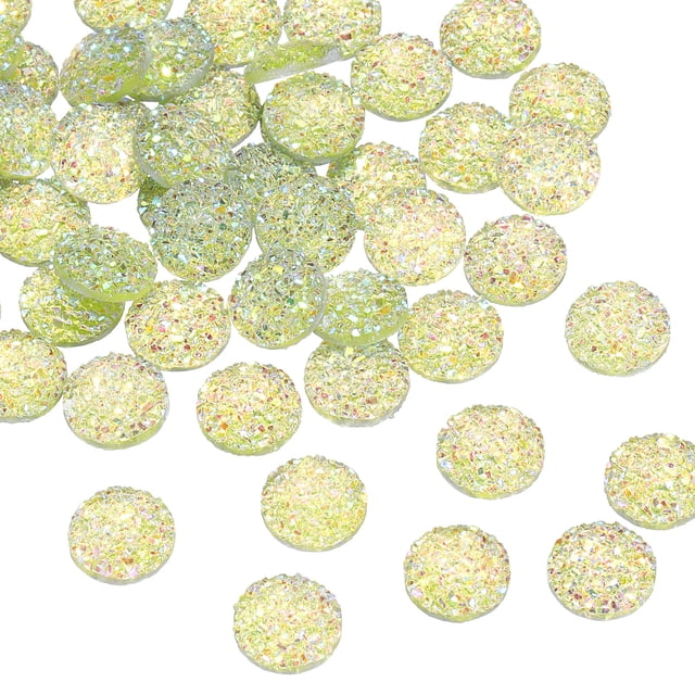 Uxcell 60 Pcs Rhinestone Flat Back Faux Druzy Crystal Diamonds Resin Embellishments Trims Beads for Jewelry Making Crafts, Yellow