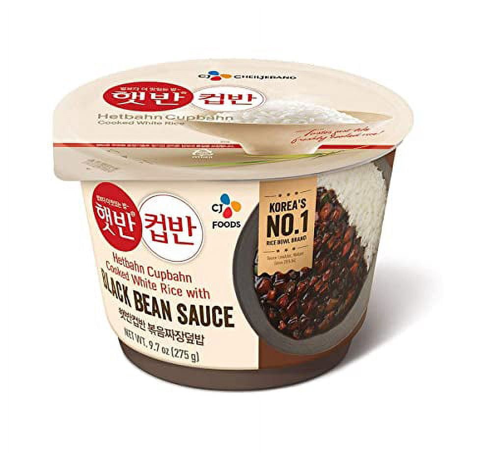CJ Foods Korean CJ Hetbahn Cupbahn Microwavable Cooked Rice with Soup (Black Bean Sauce 짜장밥 3 packs) + (Yellow Curry Sauce 커리밥 3 packs) Total 6 packs