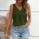 thumbnail image 4 of Camisetas para mujer,Camiseta sin mangas con cuello en V para mujer, corte holgado informal, color liso, poliéster, ropa de verano, sopatenor, 4 of 8