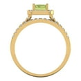 thumbnail image 4 of 1.57 ct Brilliant Emerald Cut Natural Peridot 14k Yellow Gold Halo Solitaire with Accents Engagement Bridal Wedding Ring Band Set size 7.25, 4 of 7