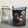 thumbnail image 7 of KLL White Purple Flower Chicken Waterproof Foldable Laundry Hamper Bucket with Handles for Storage Bin,Kids Room,Home Organizer (Medium ), 7 of 7