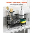 thumbnail image 2 of 3-Tier Kitchen Sink Caddy Organizer with Sponge Holder, Drain Rack & Utensil Storage – Expandable, Adjustable Kitchen Counter Essentials Organizer for Dishes, Soap, Brushes (Black), 2 of 11