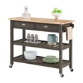thumbnail image 3 of Pemberly Row Three-Tier Butcher Block Kitchen Cart w/ Drawers in Gray Wood, 3 of 10