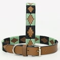 thumbnail image 2 of BAR H EQUINE Western Genuine Leather Dog Collar Embroidered Black & Light Green, 2 of 6