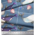 thumbnail image 1 of Soimoi Cotton Duck Fabric Shell & Whale Fish Ocean Print Fabric by Yard 56 Inch Wide, 1 of 3