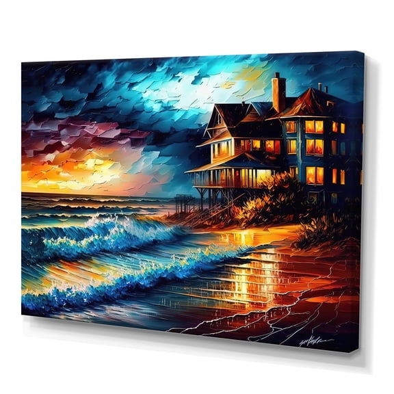 Designart Colorful Beach House II Canvas Wall Art