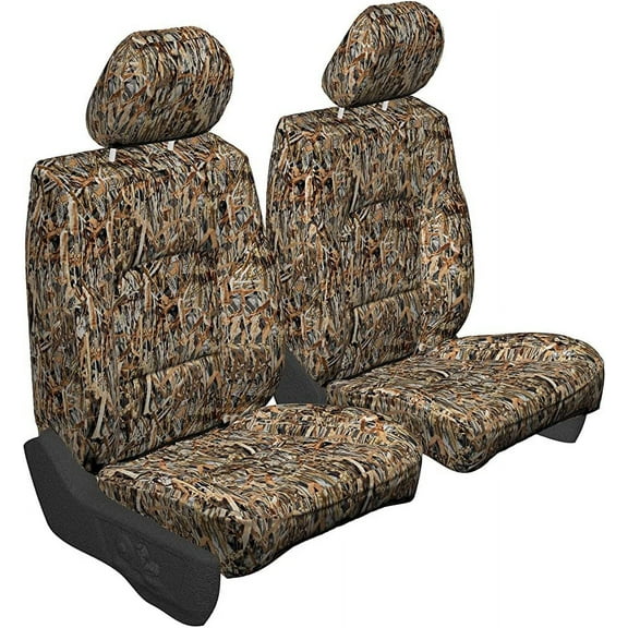 F460 2009-2013 F150 Pair of Front Seat Covers in Savanna Camo Endura Bucket Seat Covers. Exact fit, full backs with pockets, Opening panels for side deployment.Sold in pairs with headrest covers.