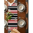 thumbnail image 5 of Red Black Stripe Burlap Cotton Table Runner 13x108 Inches Long, Farmhouse Minimalist Striped Farmhouse Table Runners, Outdoor Dining Tablecloths Decor for Baby Shower/Party/Wedding, 5 of 6