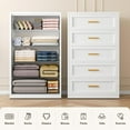thumbnail image 3 of White 5 Drawer Metal Dresser for Bedroom, Tall White and Gold Dresser for Closet, Metal Chest of Drawers, Dressers & Chests of Drawers for Living Room, Hallway, Office, Bedroom, 3 of 8