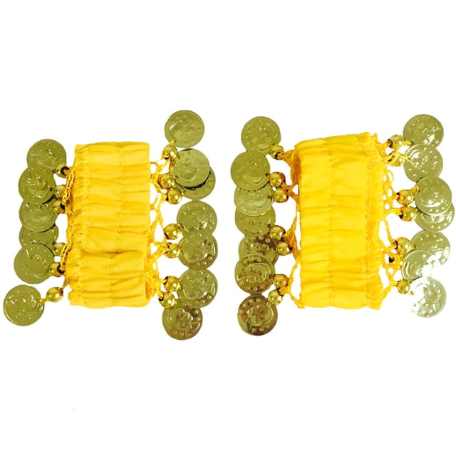 Matsuzay 2x moneda dorada para mujer exquisita y delicada puesta en escena étnica decoración única Kits de decoración para fiestas Amarillo