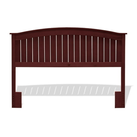 - Finley Wood Headboard Panel with Curved Top Rail and Slatted Grill Design, Merlot Finish, Full / Queen