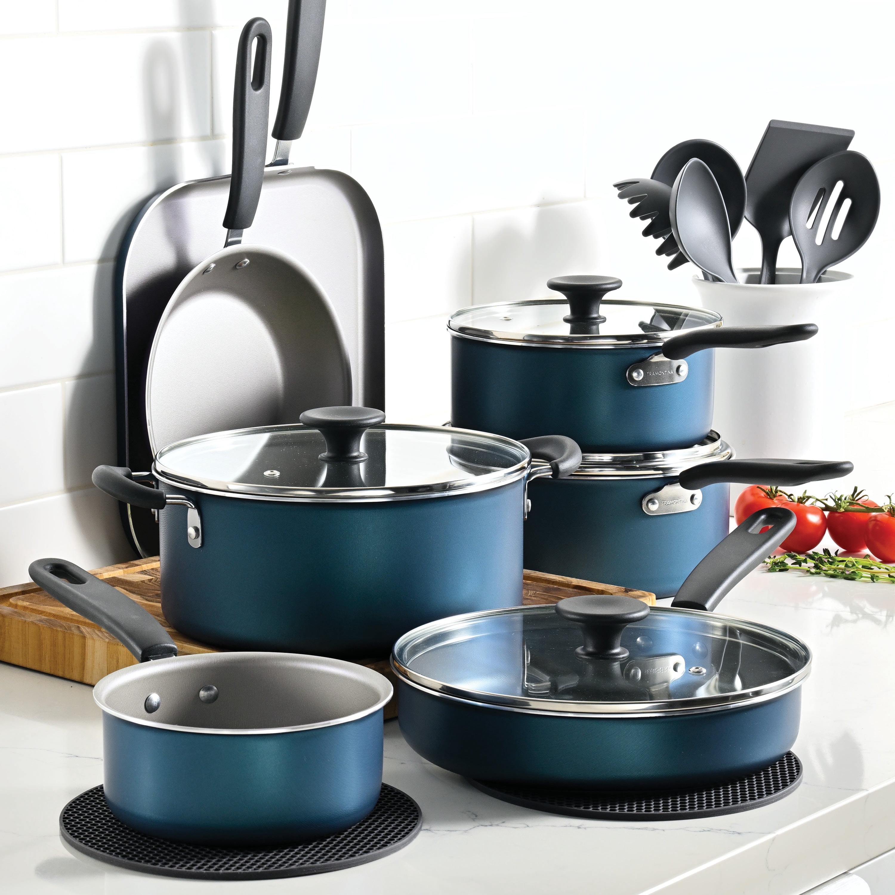 Tramontina Primaware 18-Piece Nonstick Cookware Set Blue
