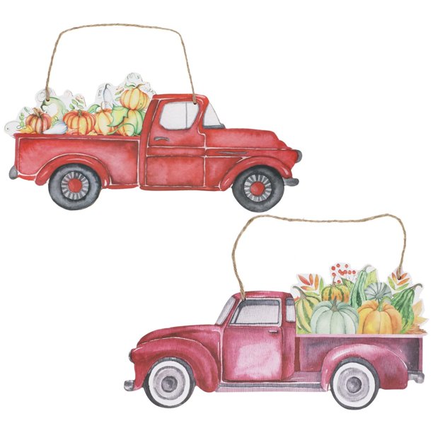 Fall Wall Decor (Set of 2 Red Truck Fall), Pumpkin Patch Sign, Fall