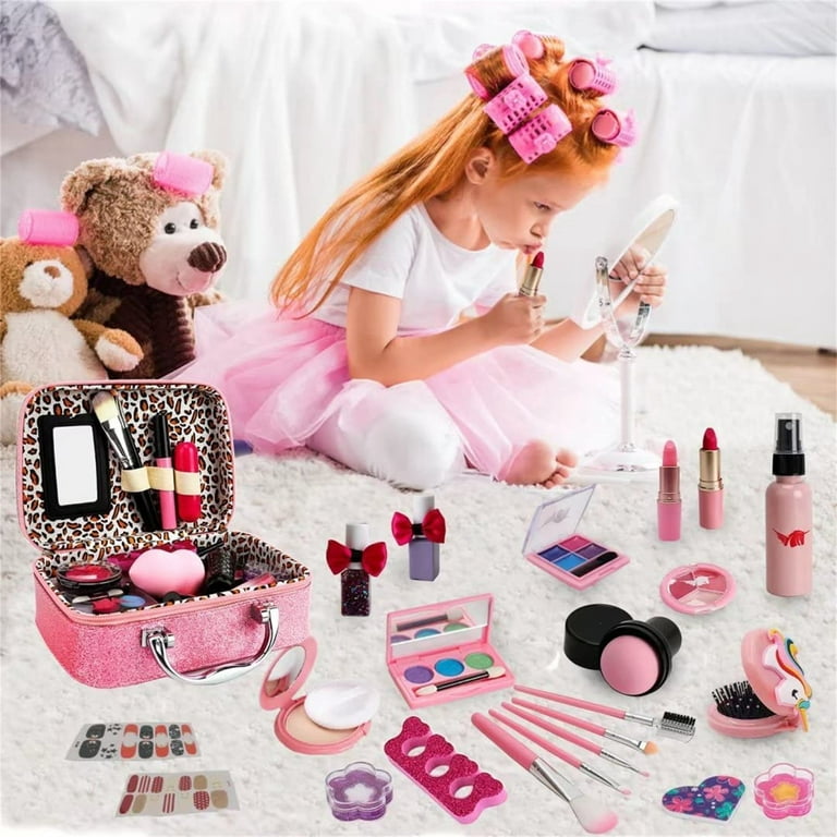 Kids Makeup Kit For Girls, Washable Girls Makeup Kit For Kids - Pink