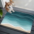 thumbnail image 4 of Turquoise Ombre Stripe Area Rugs 2x3 for Living Room, Summer Beach Abstract Waves Moires Non Slip Washable Rug Runner, Low Pile Indoor Floor Carpet Mat Bathroom Rugs for Bedroom, Kids Room, 4 of 9