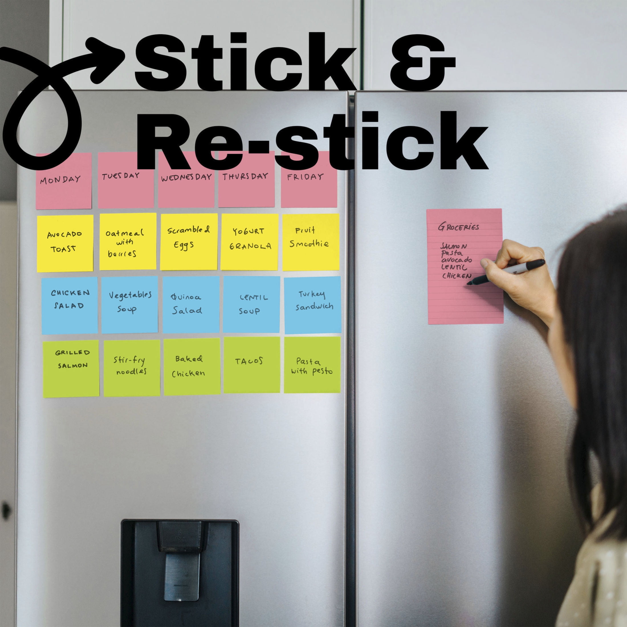 (3 pack) Post-it Super Sticky Notes, Lined, 6 in x 8 in, Orange, 1 Pad