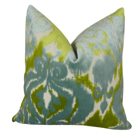 Plutus Velvet Bliss Water Handmade Throw Pillow, (20" x 20")