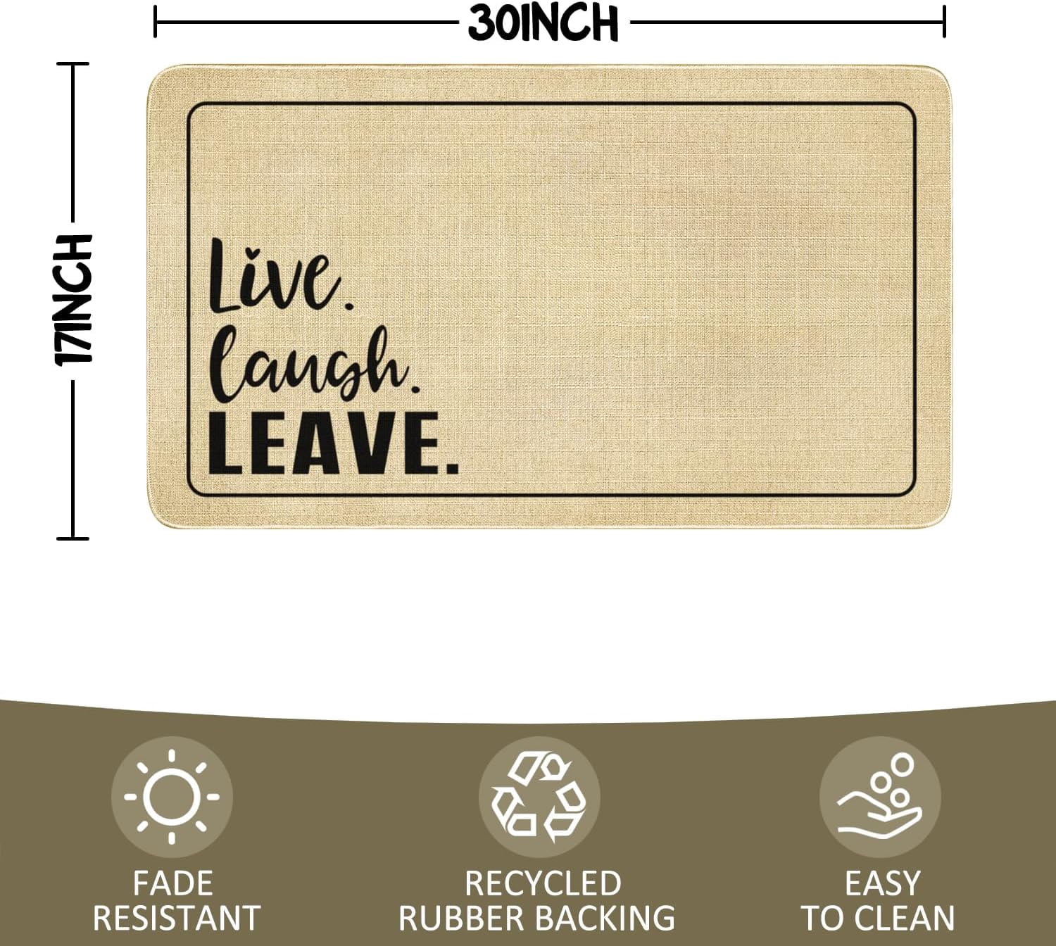 Funny Go Away Welcome Door Mats Outdoor,Live Laugh Leave Doormat, Cute Quick Drying Durable Low-Profile Rubber Backing Rug Indoor Entryway Front Porch Home Decor 30" x 17"