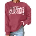 thumbnail image 4 of VILOVE Women Auntie Sweatshirt Cool Aunt Crew Neck Sweatshirt Auntie Letter Print Long Sleeve Pullover Top, Pink, 4 of 6