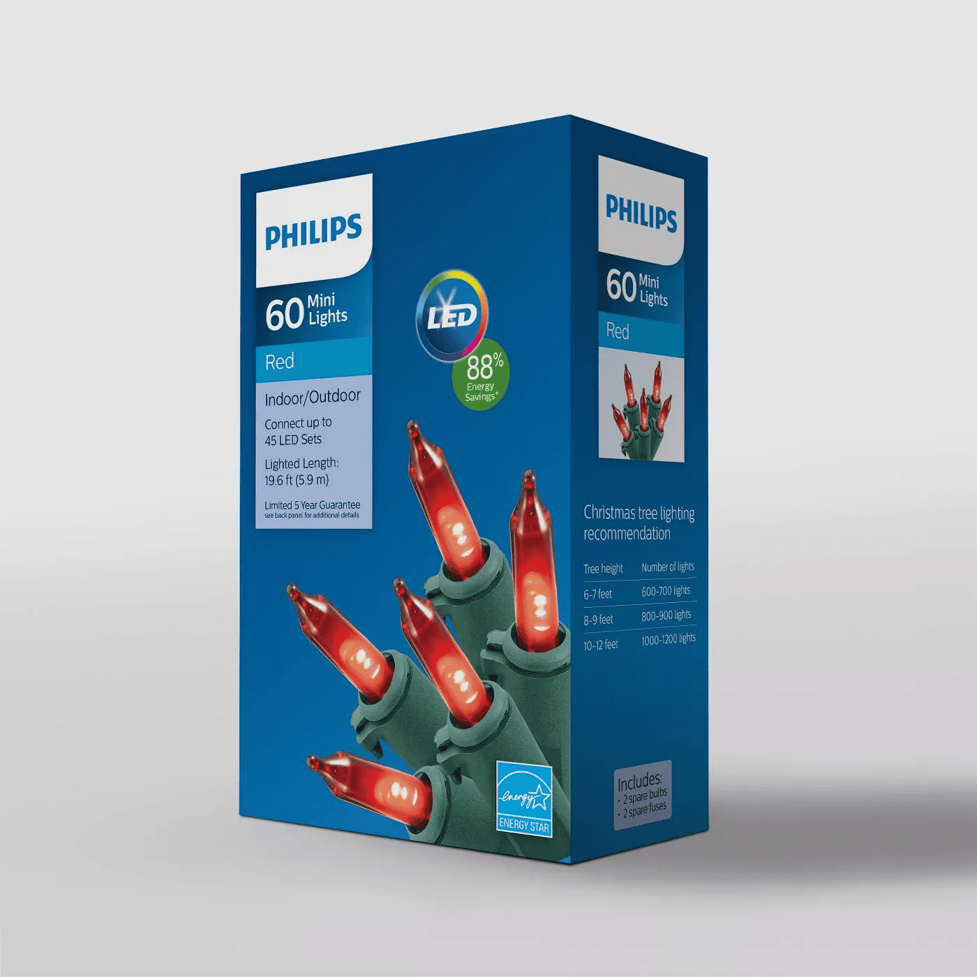 Philips 60ct Christmas LED Smooth Mini String Lights Red