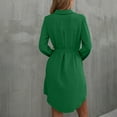 thumbnail image 5 of biudgviw Mini Dresses for Women Fashion Lapel Neck Buttons down Shirts Dress with Pockets Fall Loose Belted Long Sleeve Dress, 5 of 5