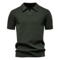 thumbnail image 4 of FRSASU Men's Short Sleeve Knit Polo Shirts Textured Casual Golf Shirt Summer Pullover Collared Tee Army Green, 4 of 7