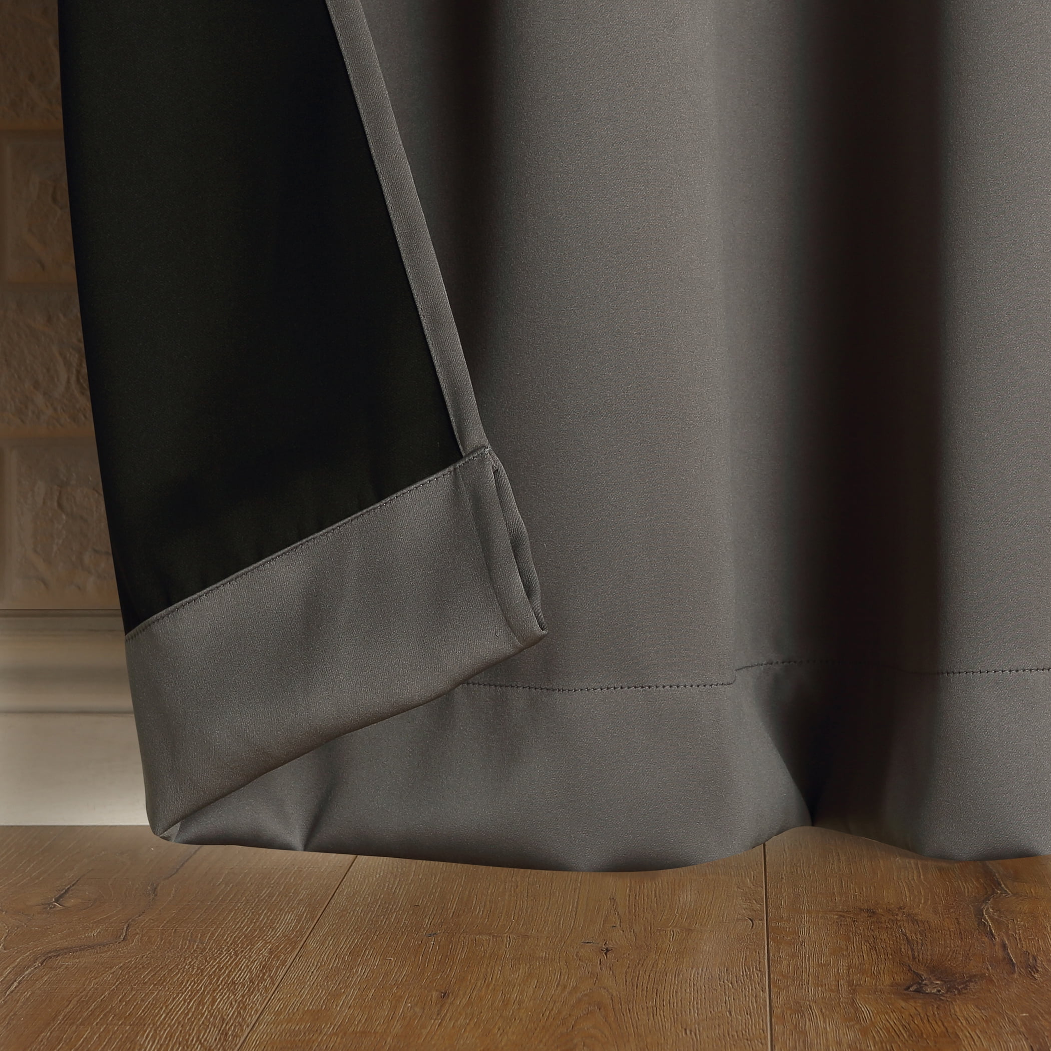 Sun Zero Avery 100% Blackout Rod Pocket Single Curtain Panel, Gray, 40"W x 63"L