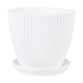 thumbnail image 2 of Plastic Planters, Small Planters, 4.3X3.9 In, Thickened Vertical Rib, Drainage Holes, Gardening, Balcony Placement, White, 1 Pc Pot, 1 Pc Saucer, 2 of 6