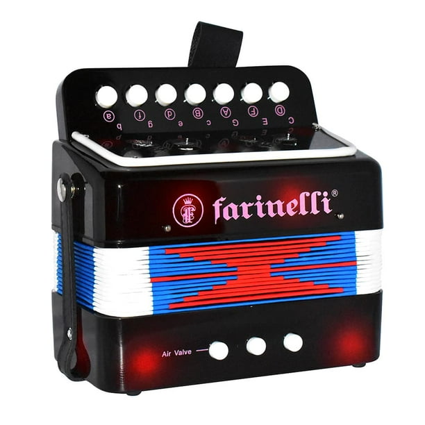 Acordeón Infantil Botones Negro con Rojo Farinelli - Diseño Moderno y Sonido Atractivo para Niños