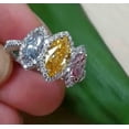 thumbnail image 3 of HeartsAndYou 4ct Natural Tricolor Three Stone Halo Engagement Ring 100% 14k SOLID White Gold, 3 of 9