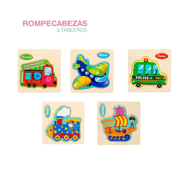 Set de 5 Rompecabezas Didacticos Educativos De Madera YEI YEI-RPCZ-AV