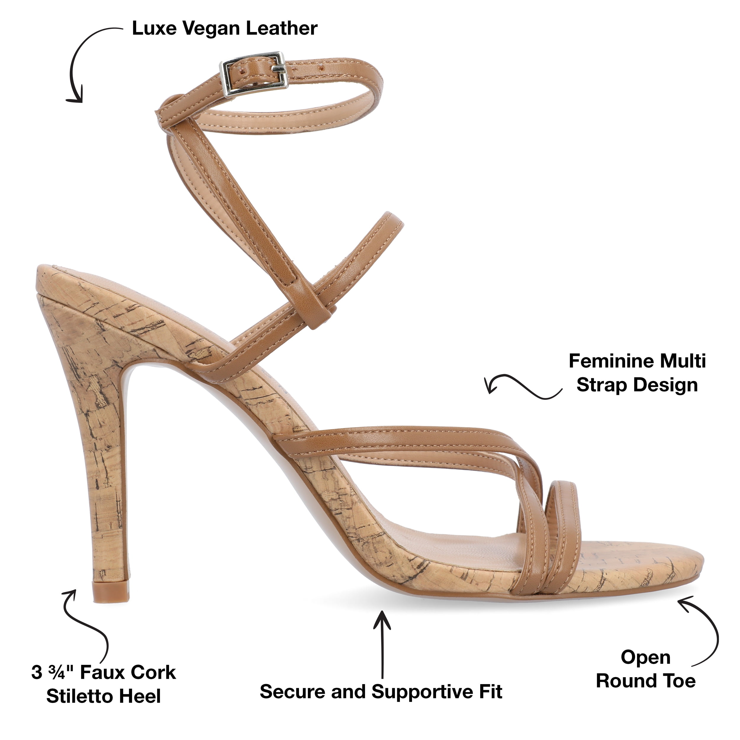 Journee Womens Fylissa Multi Strap Stiletto Open Toe Sandals