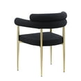 thumbnail image 3 of Mid-Century Modern Dining Chair Set of 2, Round Boucle Sherpa Backrest, Brushed Bronze Metal Legs, 3 of 7