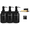 Black-Stainless, variant on Nurforta Shampoo and Conditioner Dispenser - Shower Soap Dispenser Wall Mounted - 17 fl oz Set of 3 Brown Plastic Bottles with Stainless Steel Pumps & No-Drill Adhesive Holders for Bathroom