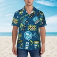 thumbnail image 4 of Bixox Men's Hawaiian Shirts Men's Machinery Road Construction Print Short-Sleeve Shirt-Large, 4 of 8