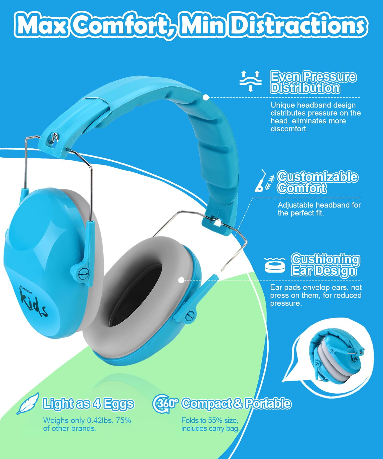 PROHEAR 032 2.0 Noise Cancelling Headphones for Kids 2 Pack- 25dB Noise Reduction - Adjustable Sensory Ear Protection Muffs for Concert, Fireworks, Monster Truck Shows, School - Pink&Blue