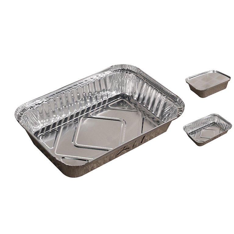 10pcs Rectangle Shaped Disposable Aluminum Foil Pan Take-out Food  Containers with Aluminum Lids/Without Lid 