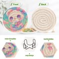 thumbnail image 4 of Haosy Set of 6 Drink Woven Coaster with Holder Heat Resistant Non-Slip Bar Coasters 4 Inches Lovely Panda and Rainbow, 4 of 7