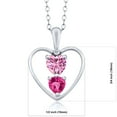 thumbnail image 2 of Gem Stone King 925 Sterling Silver Pink Moissanite Pink Created Sapphire and White Topaz Pendant Necklace for Women (1.01 Cttw, Gemstone Birthstone, Heart 5MM and 4MM, with 18 inch Silver Chain), 2 of 3