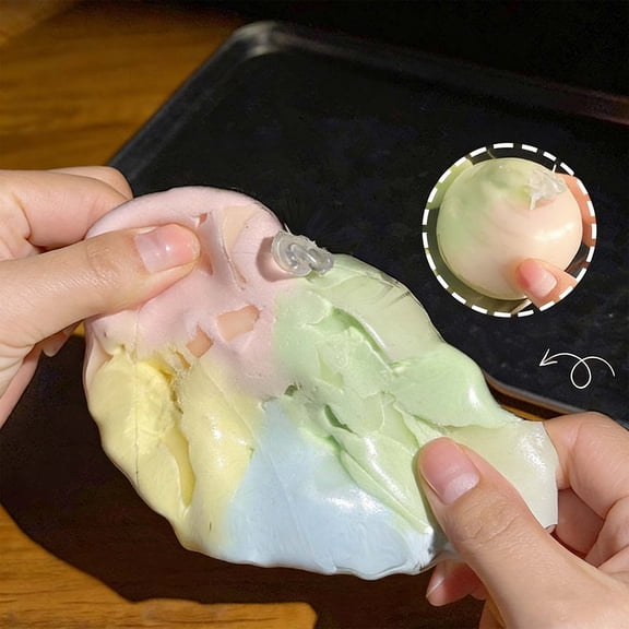 Candy Color Crunched Stress Ball Handmade Crackling Fidget Gifts, Crushable Moldable Sensory Desk Gifts Stress Relief Anxiety Relief, for Office Home Relaxation and Focus Improvement, 2.4in, Colorful