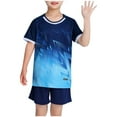 thumbnail image 1 of Zpanxa Boys Summer Outfits Kids Gradient Basketball Suit Set Training Kit Sweat Absorbing Side Pockets Sports Suit 6 Years, 1 of 3