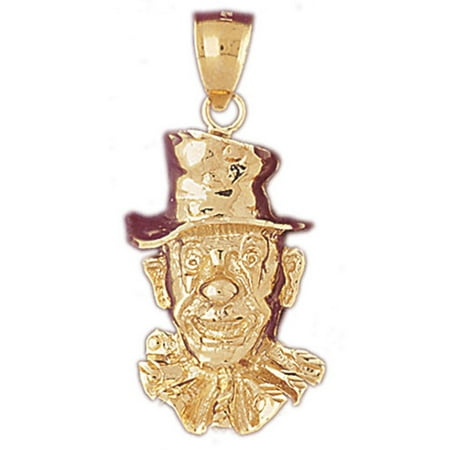 14K Yellow Gold Clown Pendant - 36 mm
