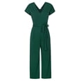 thumbnail image 1 of Women V-neck Jumpsuit Short Sleeve Solid Color Summer Playsuit women jumpsuit Rompers, 1 of 6
