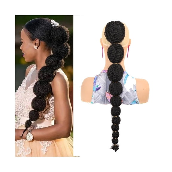 Synthetic Ponytail Hair Extension for Black Women, 18/24inch Afro Puff Bubble Lantern Braid Drawstring Ponytail Clip on Pony Tail Hair Extension