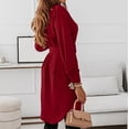 thumbnail image 6 of FRSASU Dresses for Women Lapel Solid Color Single-Breasted Long Sleeve Belt Dress, 6 of 9