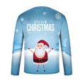thumbnail image 5 of IROINNID Christmas Long Sleeve Shirt for Men Funny Xmas Print Crewneck Holiday Vacation Tops Mens Santa Shirt,Light Blue, 5 of 5