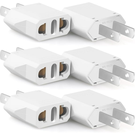 Sherry 220V to 110V Converter & EU to US Plug Adapter (6-Pack) - Dual Voltage Travel Adapter for Europe to USA/Canada, 660W Max