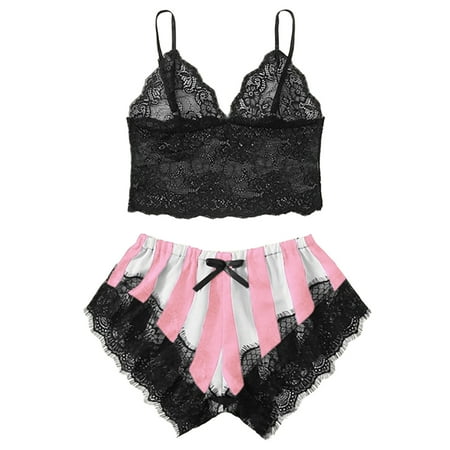 

Women s Lingerie Sleep & Lounge Bra Set Chemise Nightwear Lace Pink Xl
